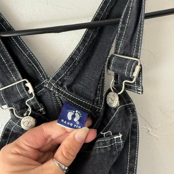 Hang Ten Girl's Size Large Black Cotton USA Denim Coveralls Overalls - Picture 4 of 9